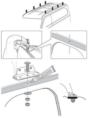 Монтажный комплект Thule 3121 для Hyundai H-1 (mkI) 1997-2007 670:500 - Фото 2